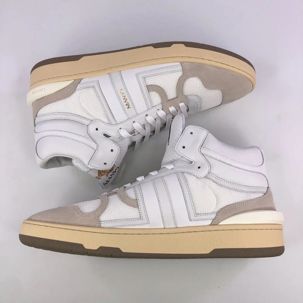Lanvin Tennis High Top Clay Nash Sneakers Whlte 44 (US 11)